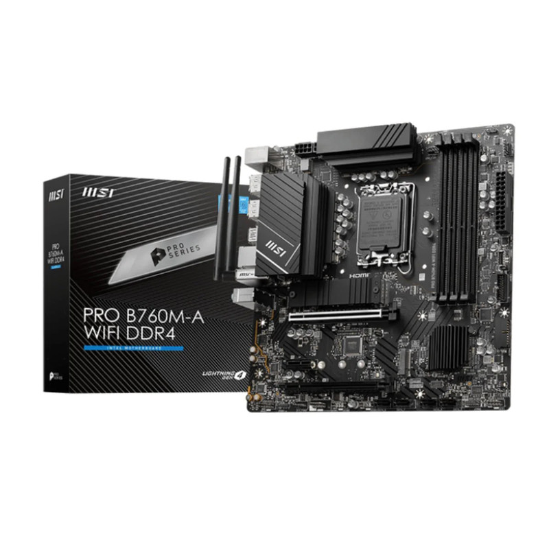 MSI PRO B760M-A Wifi DDR4 LGA 1700 Intel m-ATX Gaming Motherboard - لوحة الأم